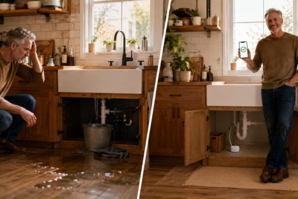 Flooded kitchen and leak detector system